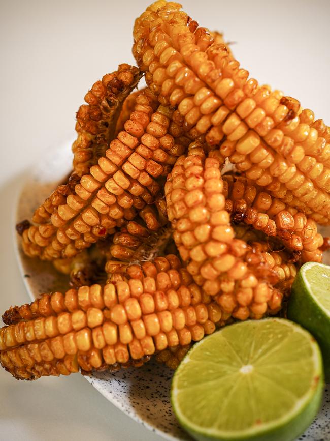 Corn ribs by chef Stewart Wesson at city eatery Part Time Lover. Picture: Mike Burton