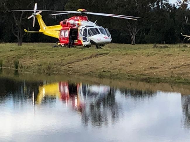 The Westpac Rescue Helicopter was tasked by NSW Ambulance to a report of person who was injured when they fell off a horse on a property at at Mummulgum, at west of Casino.