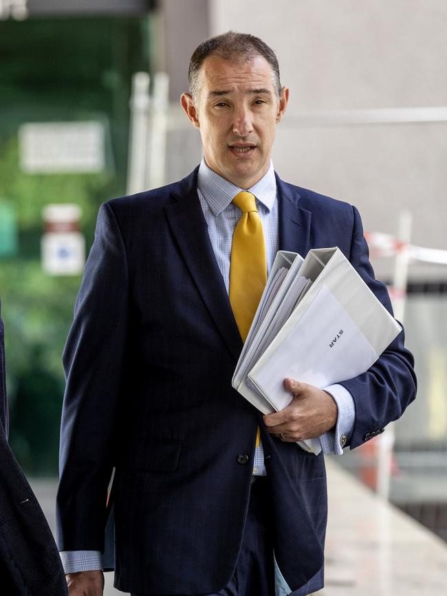 Gareth Beacham QC leaves the inquiry into Star Entertainment at the Brisbane Magistrates Court. Picture: NewsWire / Sarah Marshall