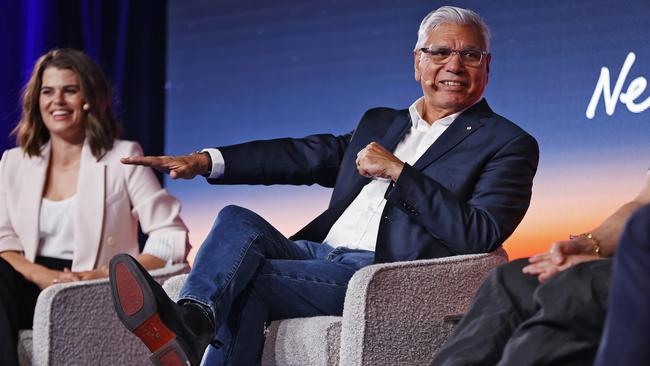 Hannah Hollis and Warren Mundine on stage at the BEYOND’23 conference in Sydney on Tuesday. Picture: Sam Ruttyn