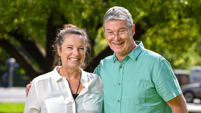 Patient/advocate Kym Watson, right, who is terminally, with his NDIS carer Mel Robinson. Picture: NCA NewsWire / Naomi Jellicoe