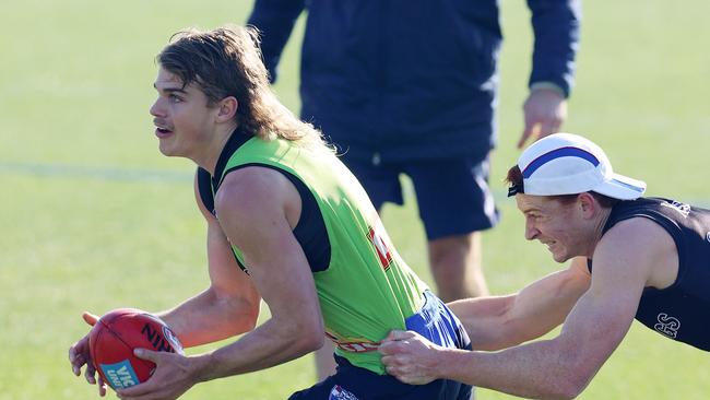 Bailey Smith was concussed in the opening quarter of Western Bulldogs’ win over North Melbourne.