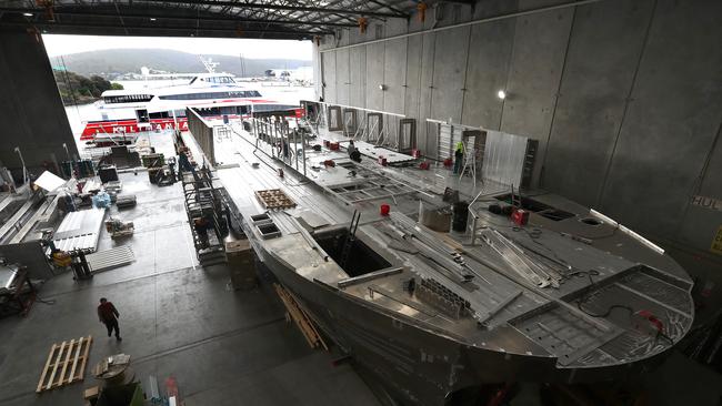 Construction of one of the new $7m Bruny Island ferries is progressing well. Picture: NIKKI DAVIS-JONES