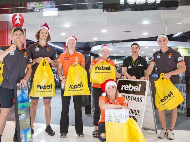 GWS Giants players at Rebel Westfield Parramatta. Picture: Craig Abercrombie