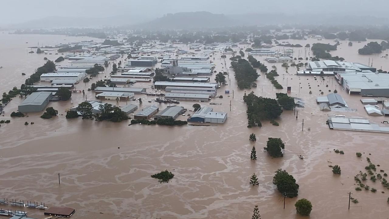 Flooding in Lismore. Picture: Land Rover LifeFlight Special Mission helicopter