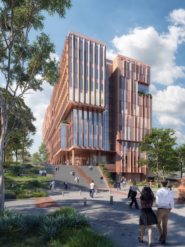 An artist's impression of the Flinders University Health and Medical Research Building designed by Architectus.