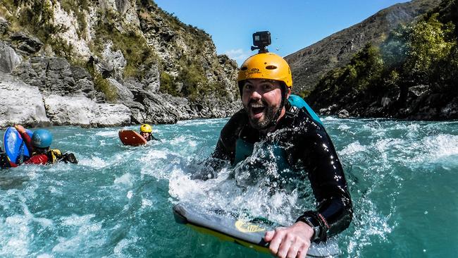 Riverboarding on the Kawarau River in Queenstown, New Zealand.