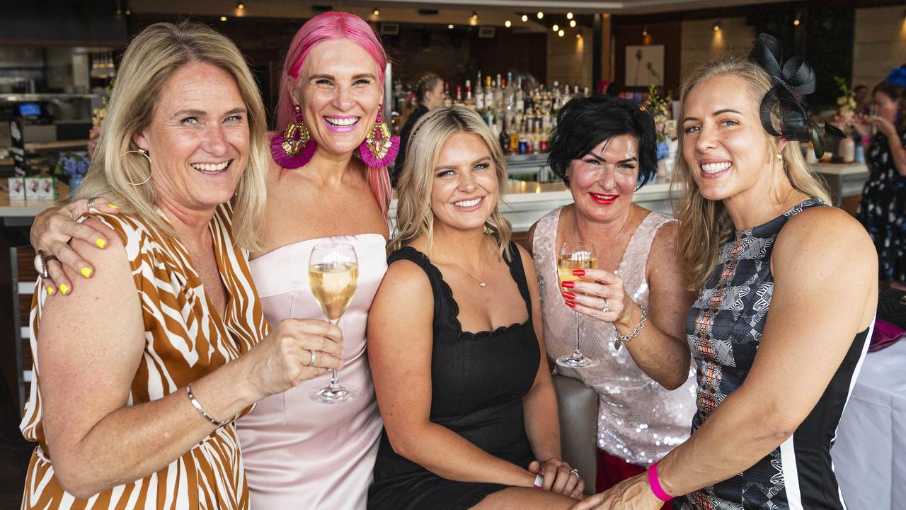 At Fitzy's Melbourne Cup Party are (from left) Alison Kennedy, Marlene Potgieter, Lauren Athorn, Kerri Coghlan and Danah Hillman, Tuesday, November 5, 2024. Picture: Kevin Farmer