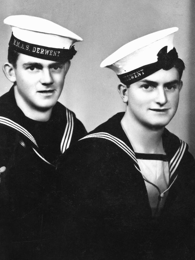 Studio portrait of the Sheean brothers of Lower Barrington, Tasmania, both Australian sailors serving on HMAS Derwent.