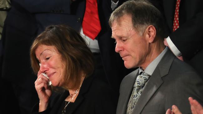 Parents of Otto Warmbier, Fred and Cindy Warmbier are acknowledged during the State of the Union address in the chamber of the US House of Representatives last year. 