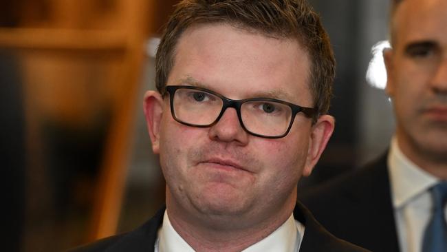 ADELAIDE, AUSTRALIA - NewsWire Photos JUNE 14, 2023: Premier Peter Malinauskas watches Health Minister Chris Picton discuss the reinstatement of teaching accreditation at the WomenÃ•s and ChildrenÃ•s Hospital prior to Parliament Question Time. Picture: NCA NewsWire / Brenton Edwards