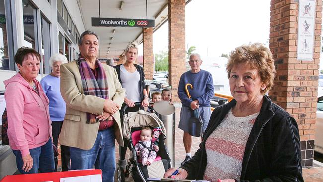 Jennifer Fitzgerald, Janice MacDougal, Michael Andjelkovic, Hayley Haute, Walter MacDougal and Carol O'Donnell are opposed to more high rise developments in Moorebank. Picture: Carmela Roche