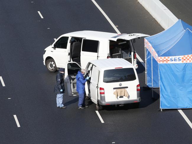 The scene of the EastLink shooting on November 9, 2019. Picture: David Crosling