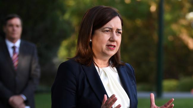 Queensland Premier Annastacia Palaszczuk during a press conference after a swearing-in ceremony for new ministers.