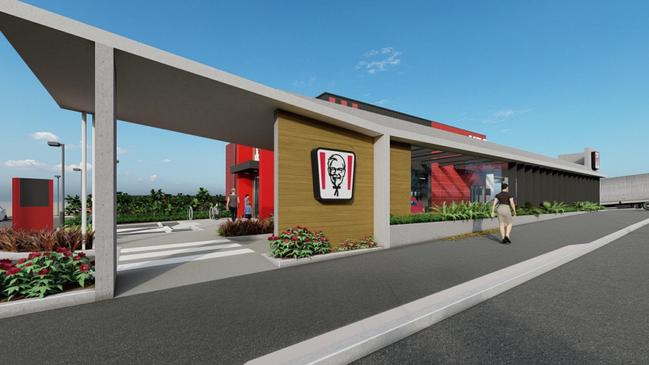 Artist’s impression of the Harrington St entry of the proposed Hobart KFC. Pic: 6ty° Architecture, Surveying, Engineering