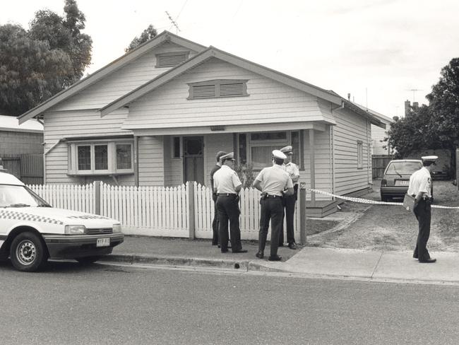 Police guard Ms Steward’s house after her body was discovered.