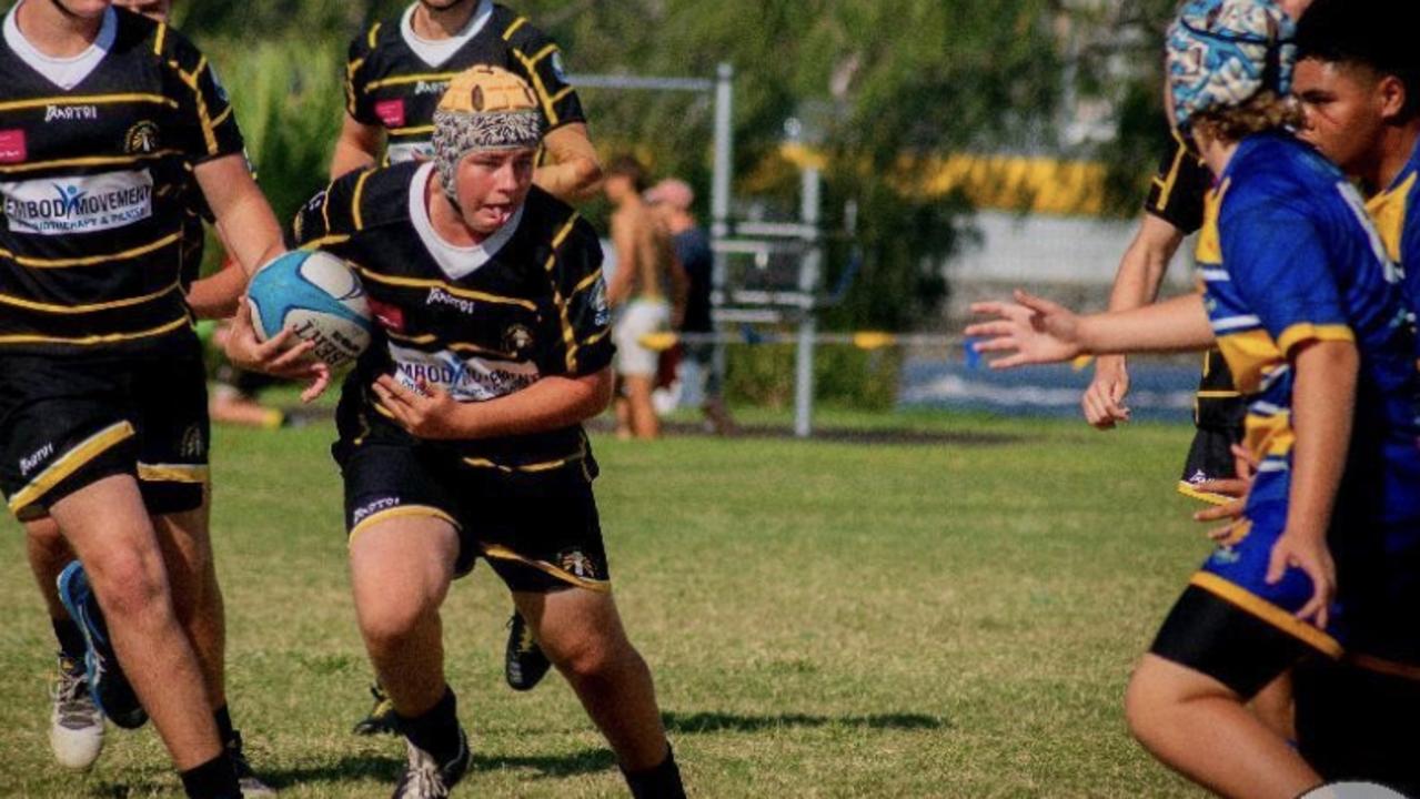 Caloundra player Sam Mills in action at the 2022 King of the Country rugby union tournament. Picture: Amir Ghasem