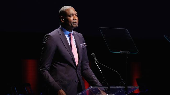 Dikembe Mutombo at the Lincoln Centre Spring Gala in 2017. Photo by Dia Dipasupil/Getty Images for Lincoln Centre