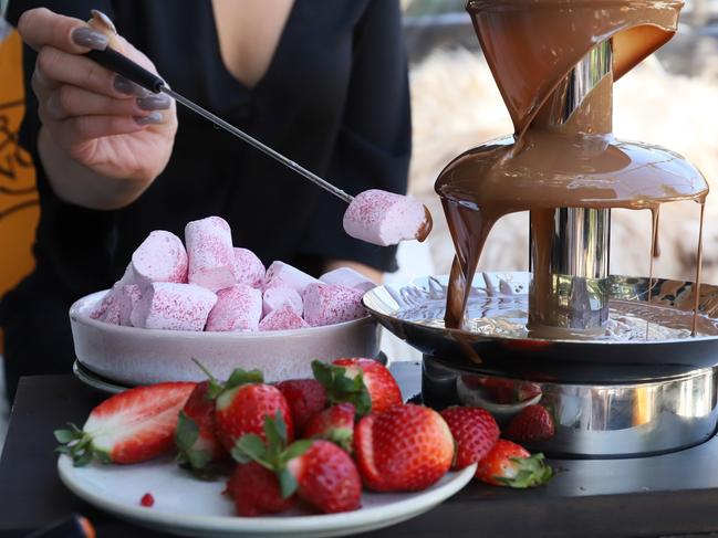 The amazing chocolate fondue with marshmallows and strawberries. Picture: Jenifer Jagielski