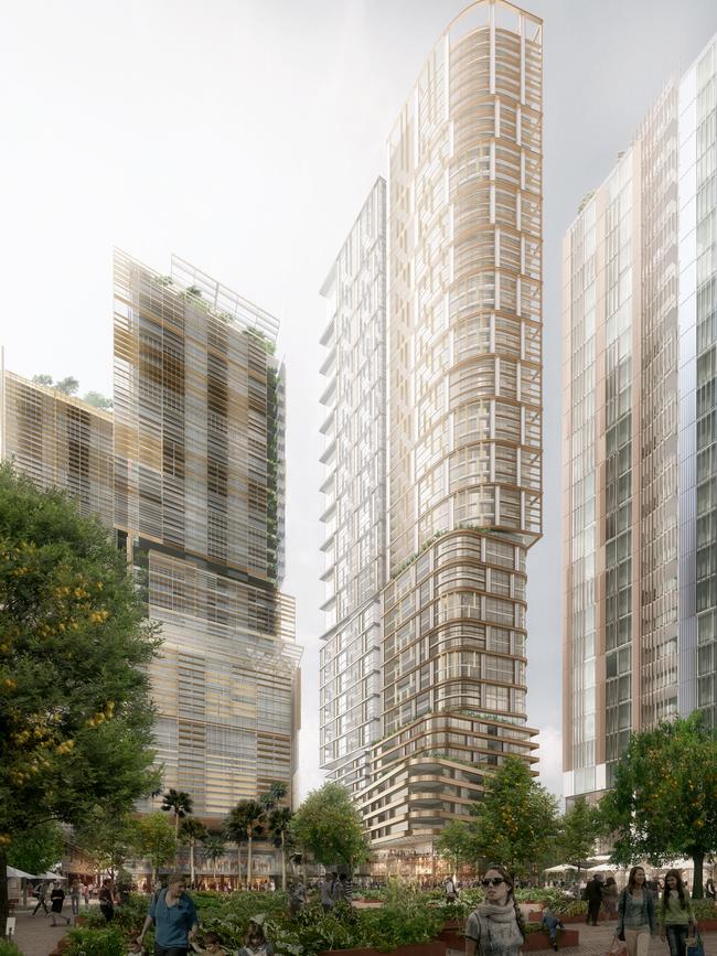 Artist impression of the designs for 142 Macquarie St in Parramatta, which will include a 60-storey tower.