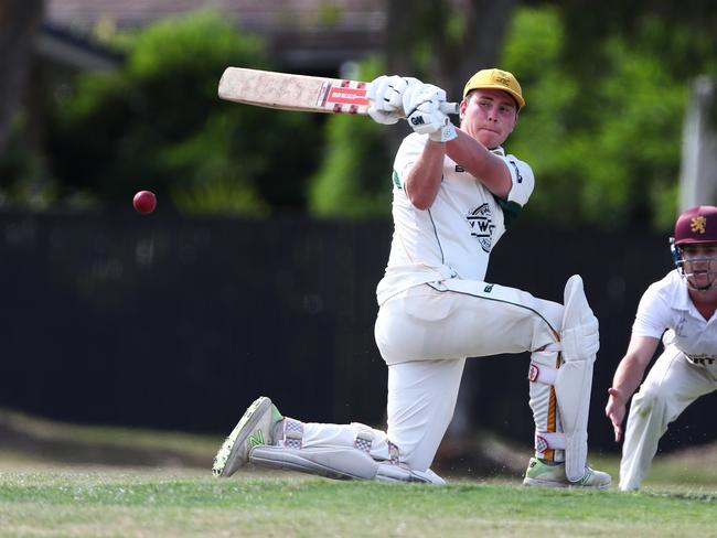 Queen's batsman Mitchell Freeman in action Photograph: Jason O'Brien