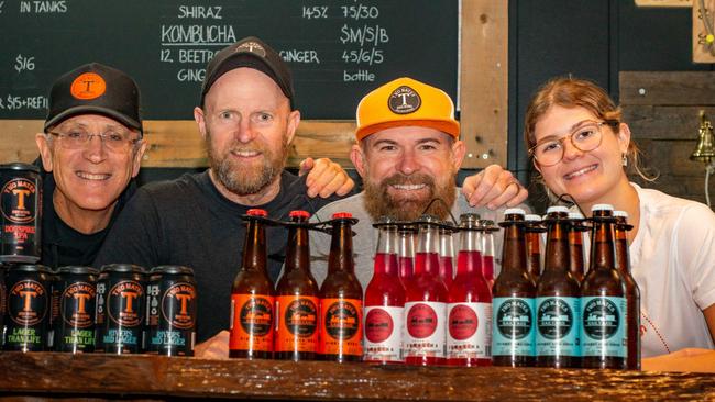 Marking a new milestone at Two Mates Brewing Company in Lismore are (from left) Neil Whittorn, Andrew Newton, Grant Smith and Isabellah Smith.