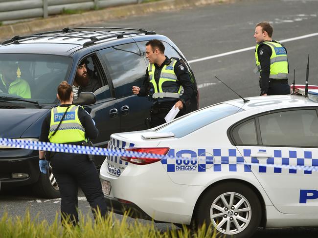 Police speak with witnesses. Picture: Carmelo Bazzano