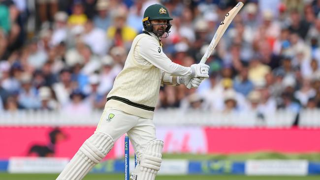 Nathan Lyon went down swinging. Picture: Getty Images