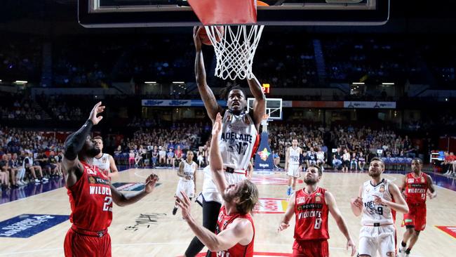 Eric Griffin topscored with 24 points to steer Adelaide 36ers to a hard-fought victory over Perth Wildcats. Picture: AAP Image/Kelly Barnes