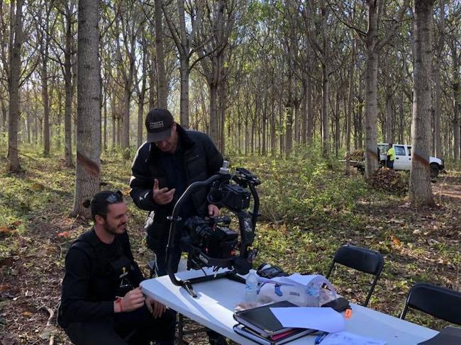 Film crew on the set of war drama Danger Close. Picture: Supplied.