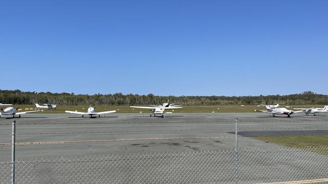 Light planes grounded at the Caloundra Aerodrome on September 6. Photo: Iwan Jones