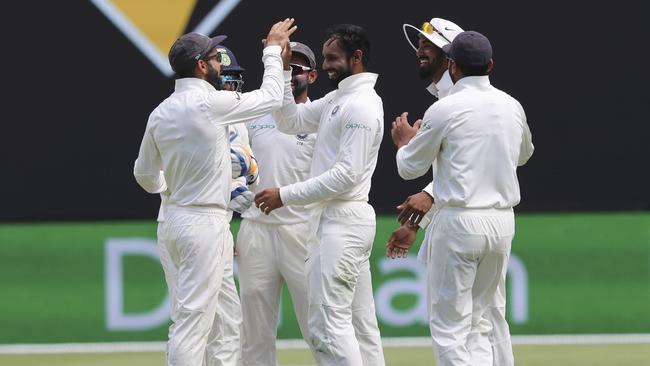 Hanuma Vihari’s wicket would have provided Nathan Lyon with plenty of encouragement. Picture: AP