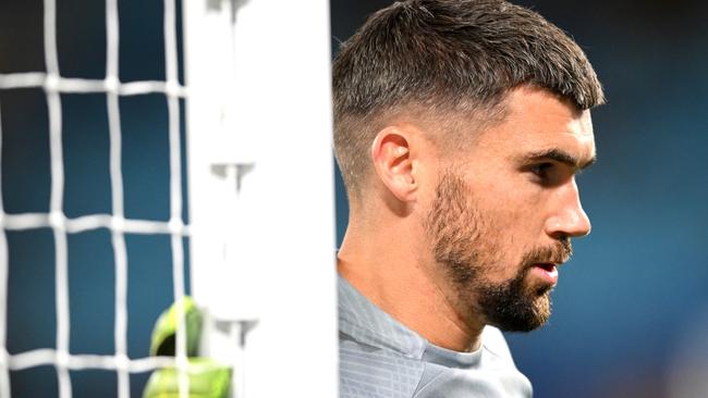 GOLD COAST, AUSTRALIA - SEPTEMBER 05: Mathew Ryan of Australia warms up before the round three 2026 FIFA World Cup AFC Asian Qualifier match between Australia Socceroos and Bahrain at Robina Stadium on September 05, 2024 in Gold Coast, Australia. (Photo by Matt Roberts/Getty Images)