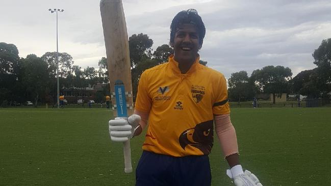 Abhishek Jain after his superb century for Kingston Hawthorn.