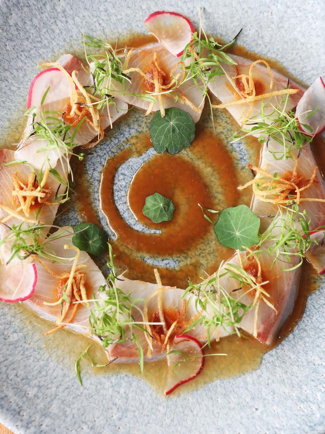 T42’s Hiramasa kingfish which features meltingly tender slices of kingfish dressed with a delicate caramel miso and yuzu dressing.