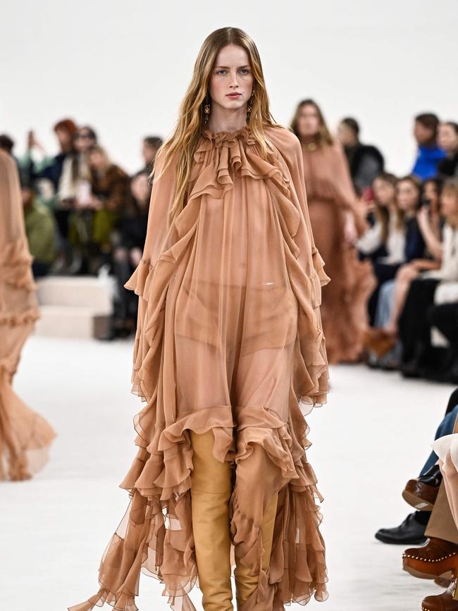 Luxurious takes on the early aughts boho trend made a full circle comeback at during Paris Fashion Week in February 2024. Picture AFP