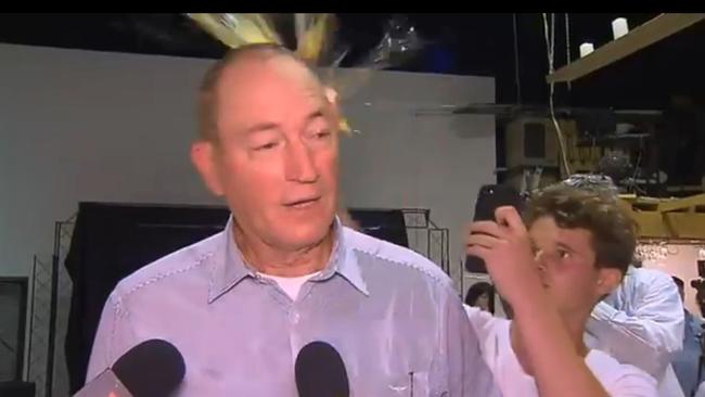 The moment Senator Fraser Anning is egged by William Connolly. 