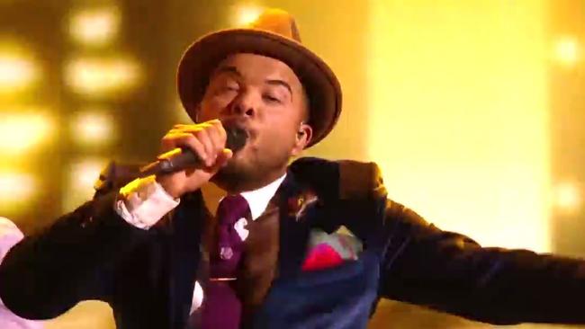 Guy Sebastian in full flight at this year’s Eurovision.