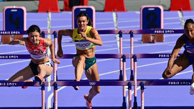 Celeste Mucci, the partner of GWS defender Jack Buckley, competes at the Paris Olympics. Picture: Martin Bernetti / AFP