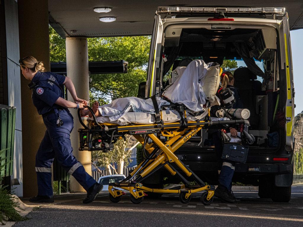 Lost hiker, Hadi Nazari arrives at Cooma Hospital after being found alive after almost 2 weeks lost in the bush. Picture: Paul McIver