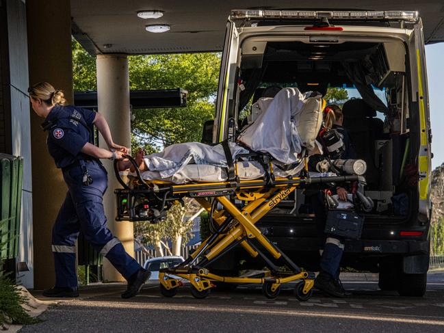 Lost hiker, Hadi Nazari arrives at Cooma Hospital after being found alive after almost 2 weeks lost in the bush. Picture: Paul McIver