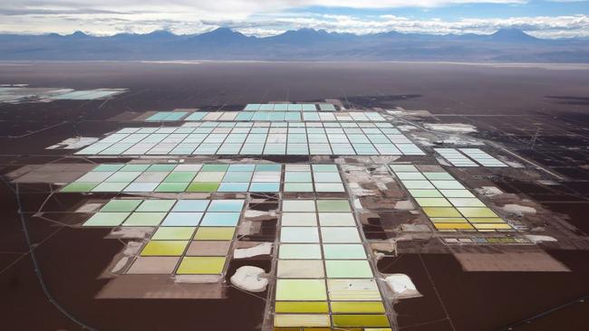 A lithium mine on the Atacama salt flat in northern Chile. Picture: Reuters