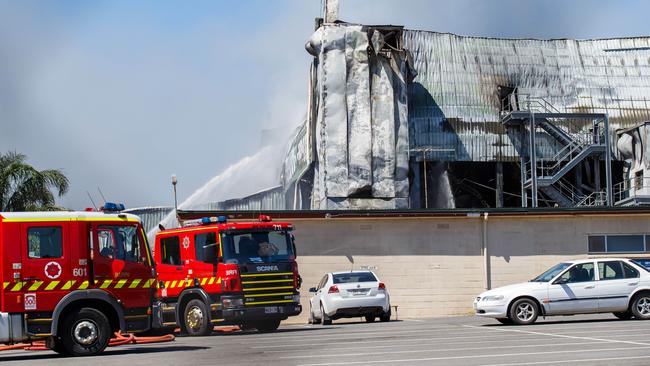 The fire destroyed the Thomas Foods abattoir in 2108. Picture: AAP / James Elsby