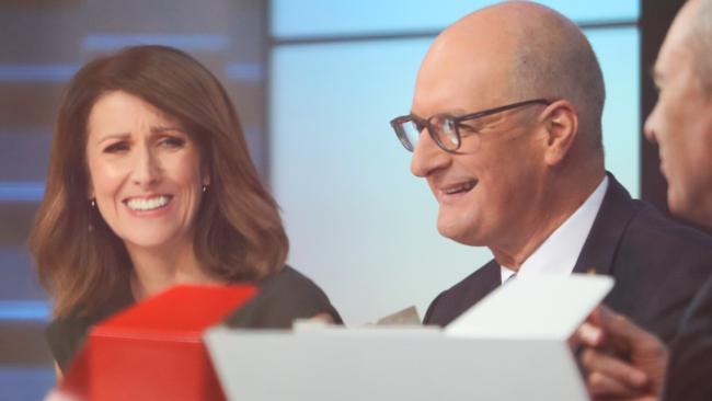 Natalie Barr with David Koch on her first day as a Sunrise co-host. Picture: John Grainger