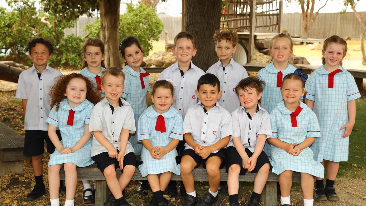 Lisieux Catholic Primary 2025 prep class Carmel Blanc front row: Margot Mitchell-Boogert, Saxon Bevan, Emma Osborn, Elijah Offer, Kelly Faroe, Sienna Bugeja. Back Noah Black, Mila Tzaikou, Amber Montgomery, Hudson Jaworski, Thomas Matry, Halle Deledio and Harper Donnelly