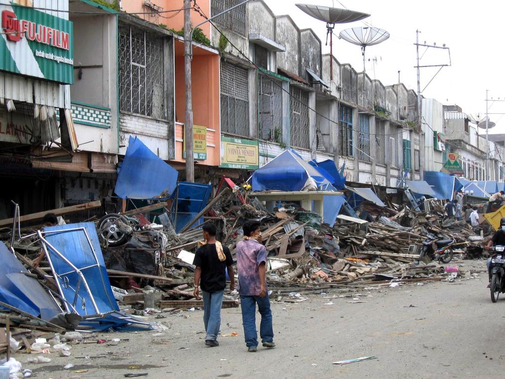 Devastation caused by the Indian Ocean tsunami to the west of Aceh on January 8, 2005 in Banda Aceh, Indonesia.