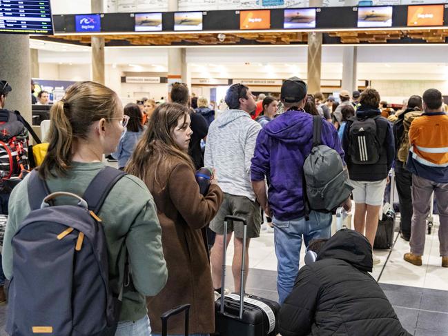 Jetstar check-in at Brisbane Airport after CrowdStrike global IT outage, Saturday, July 20, 2024 - Picture: Richard Walker