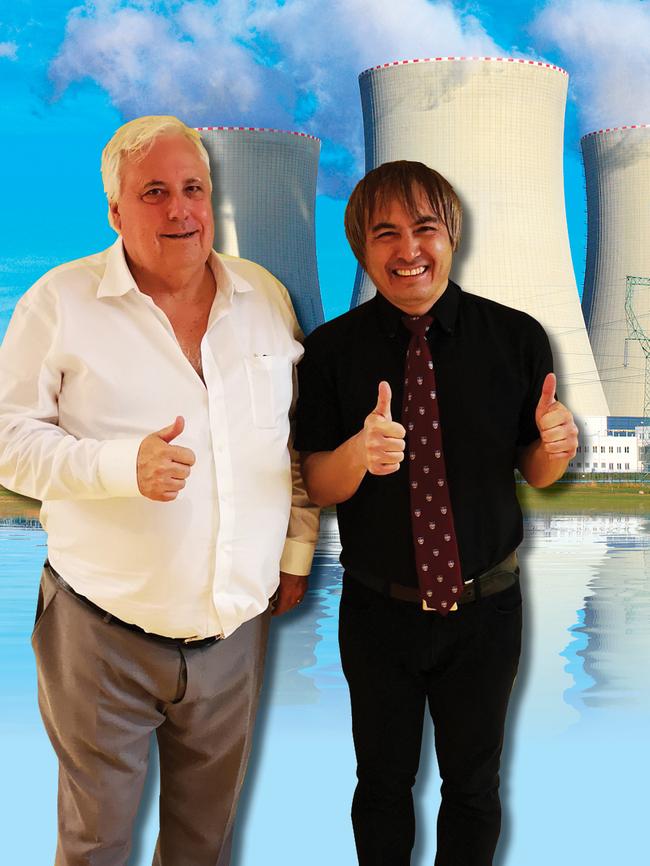 Clive Palmer and his former SA Senate candidate Adrian Cheok, who says the United Australia Party plans to announce a policy to build a nuclear reactor in South Australia during the election campaign. (Artwork)