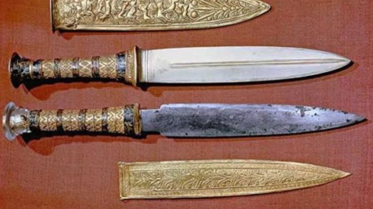 King Tut’s dagger (pictured at bottom) was forged using iron from a meteorite.