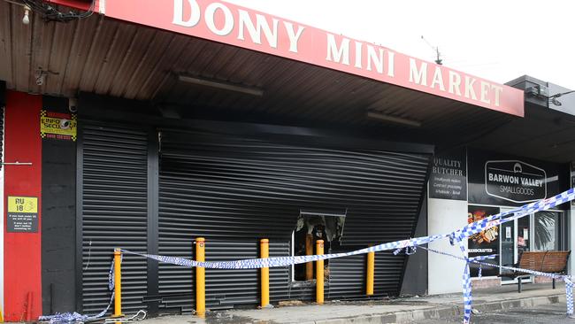 A tobacco store in Adelaide was destroyed by fire in December. Picture: Alan Barber